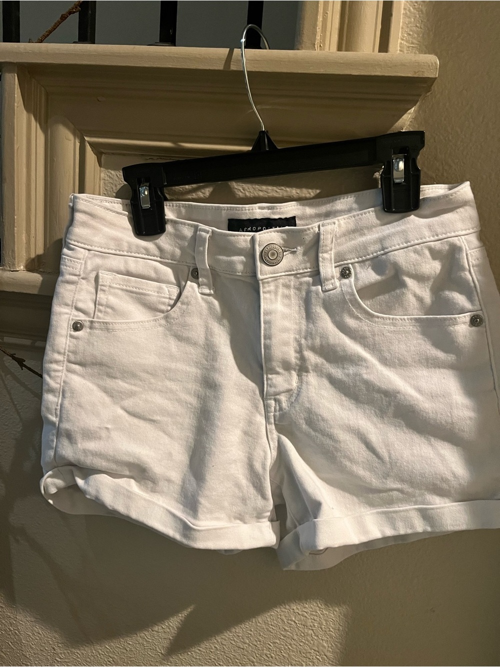 Aeropostale Women's White Denim Rolled-Hem Shorts